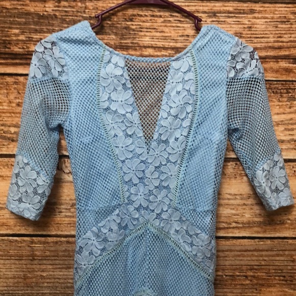 Lulus Light Blue Lace Bodycon Dress - Picture 6 of 8